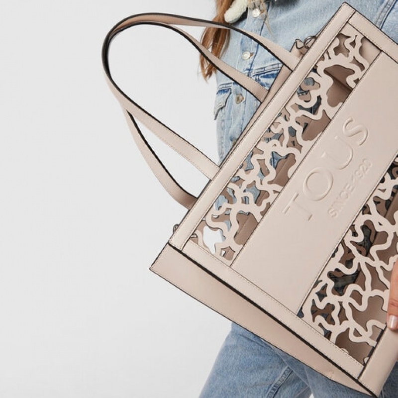 Tous Large Amaya Kaos Shock Handtasche Beige | Österreich-ZHWXNC457