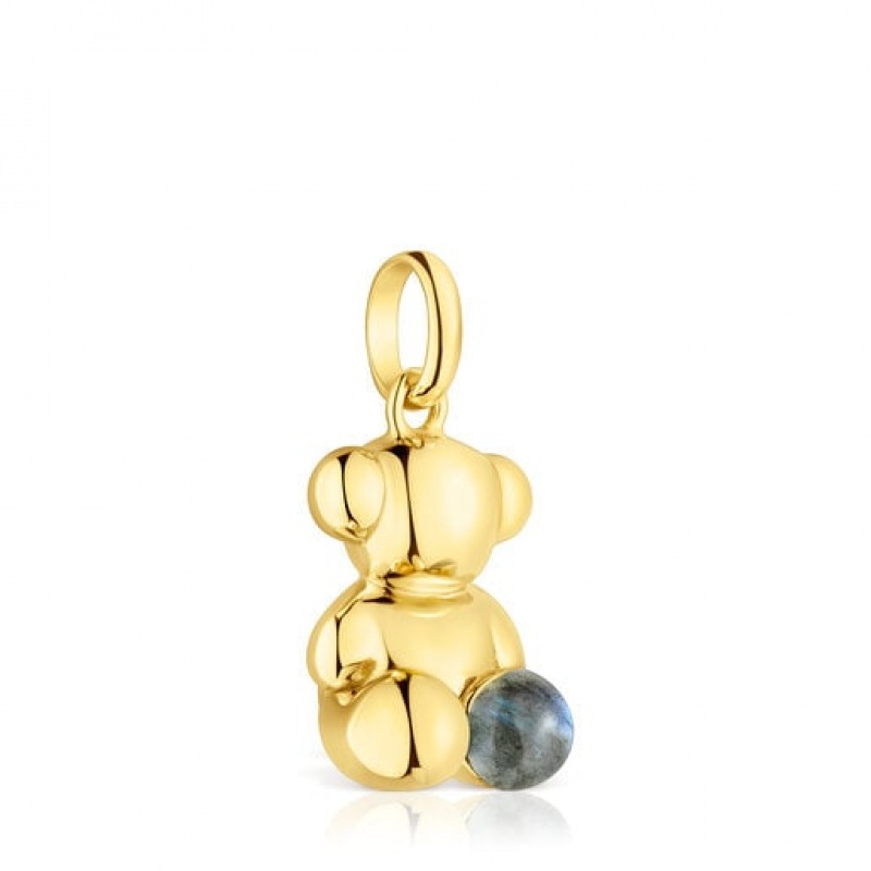 Tous Large Bold Bear With Labradorite Anhänger Gold | Österreich-AZTNDW045