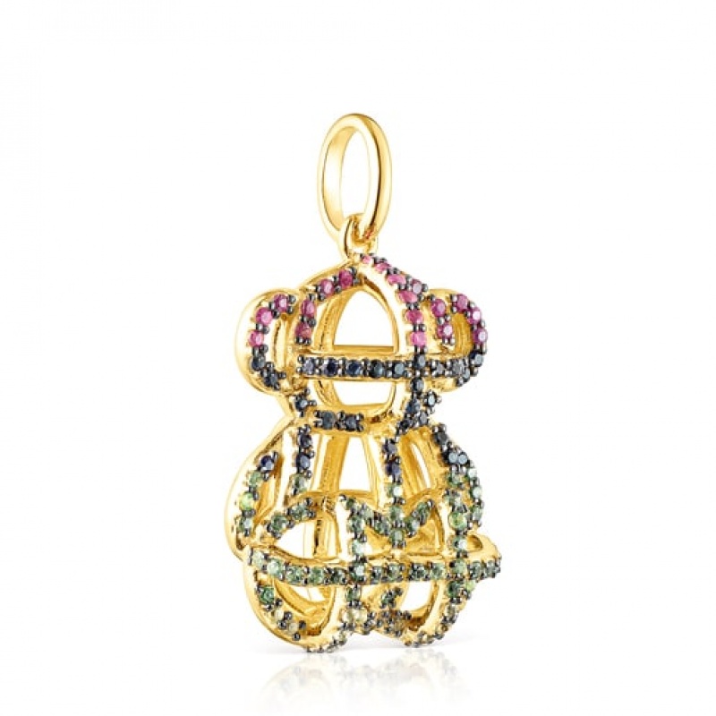 Tous Large Costura With Gemstones Anhänger Gold | Österreich-XGKOZT247