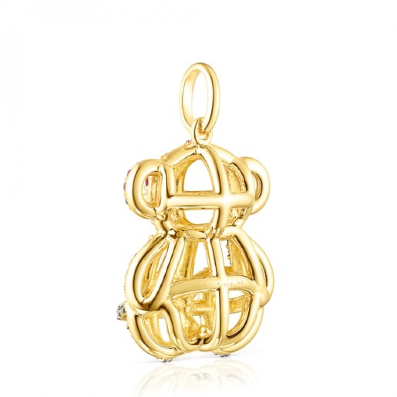 Tous Large Costura With Gemstones Anhänger Gold | Österreich-XGKOZT247