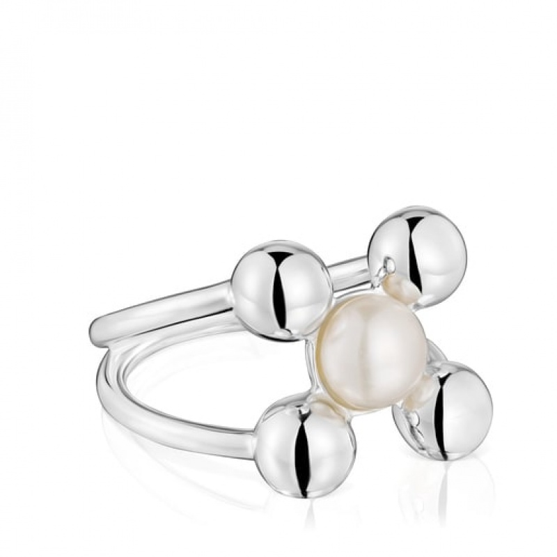 Tous Large Cultured Pearl Motifs Sugar Party Ring Silber | Österreich-UVCWFN429