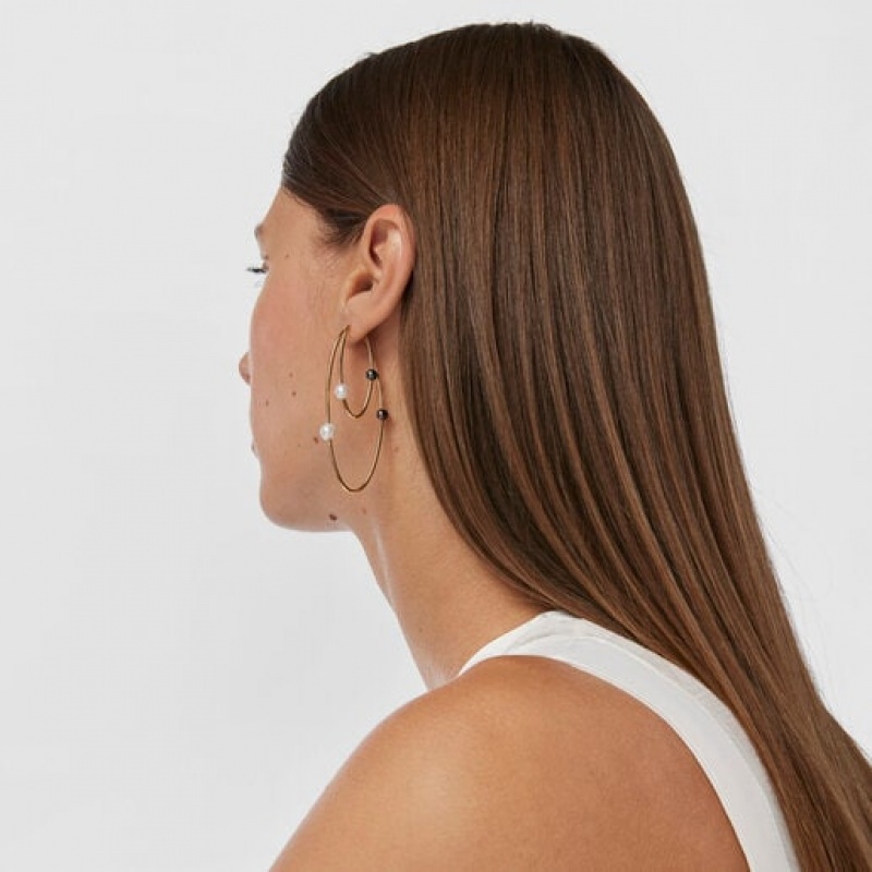 Tous Large Elipse Hoop With Cultured Pearls Ohrringe Gold | Österreich-IZTSRW572