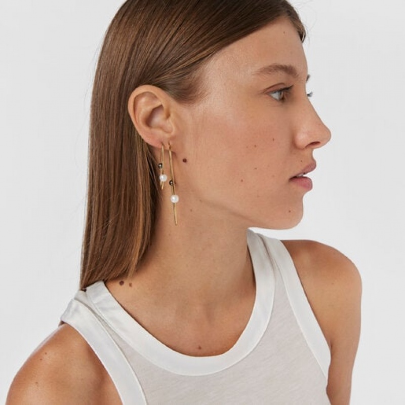 Tous Large Elipse Hoop With Cultured Pearls Ohrringe Gold | Österreich-IZTSRW572
