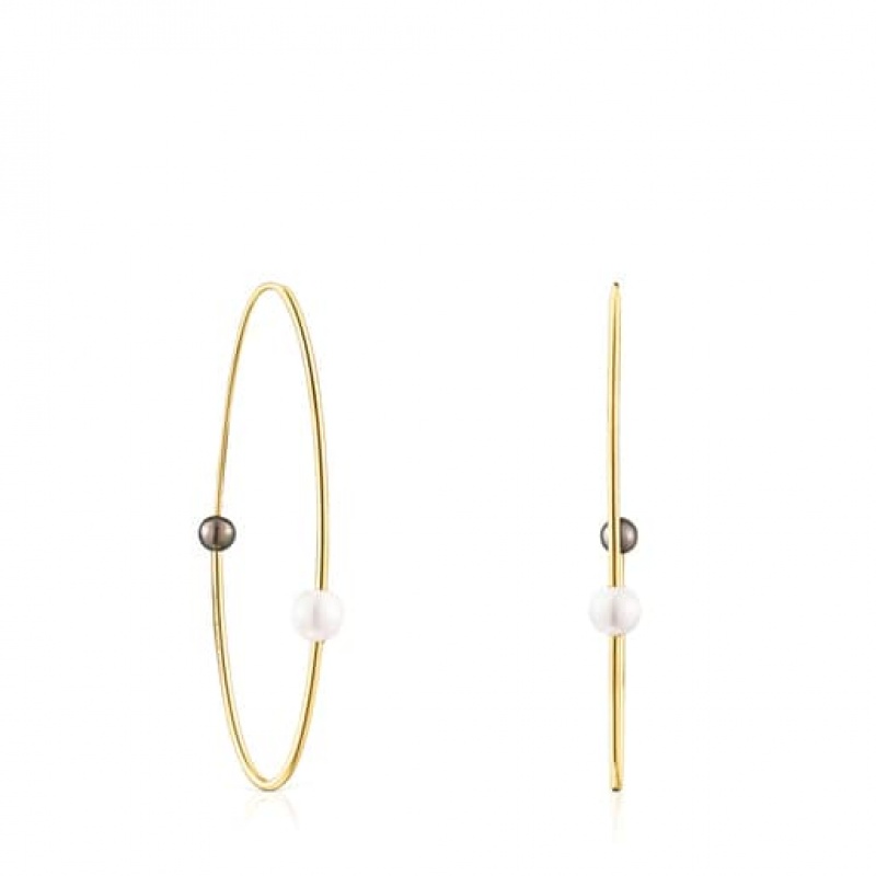 Tous Large Elipse Hoop With Cultured Pearls Ohrringe Gold | Österreich-IZTSRW572