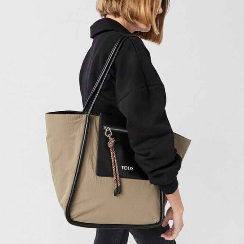 Tous Large Empire Baumwoll Tragetasche Khaki | Österreich-KWABIU318