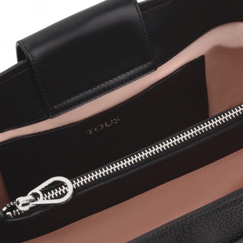 Tous Large Leder Empire City Umhängetasche Schwarz | Österreich-XGODRC025