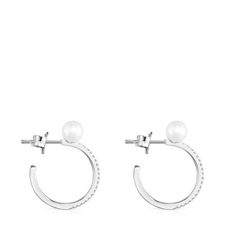 Tous Large Les Classiques With Diamonds Pearl Ohrringe Silber | Österreich-TFEQIL650