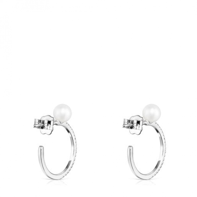 Tous Large Les Classiques With Diamonds Pearl Ohrringe Silber | Österreich-TFEQIL650