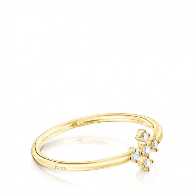 Tous Les Classiques Cross With Diamonds Ring Gold | Österreich-DVTIJZ109