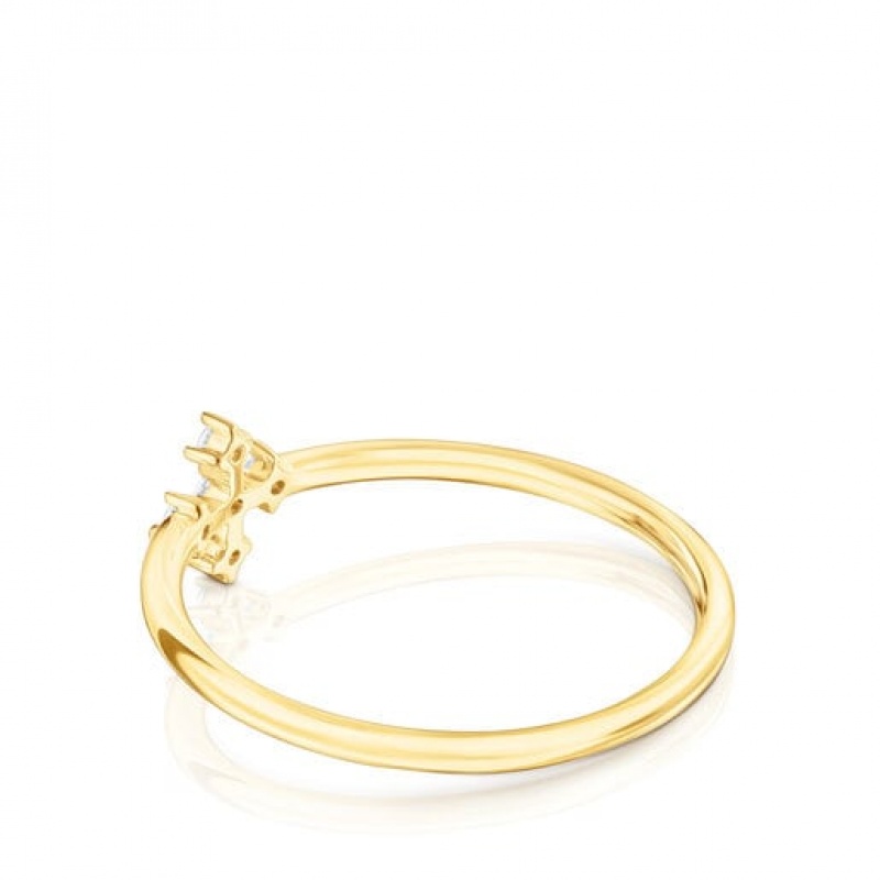 Tous Les Classiques Cross With Diamonds Ring Gold | Österreich-DVTIJZ109