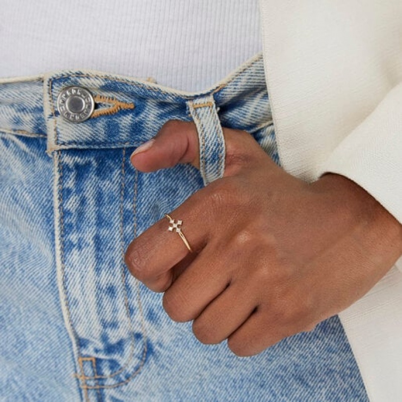 Tous Les Classiques Cross With Diamonds Ring Gold | Österreich-DVTIJZ109