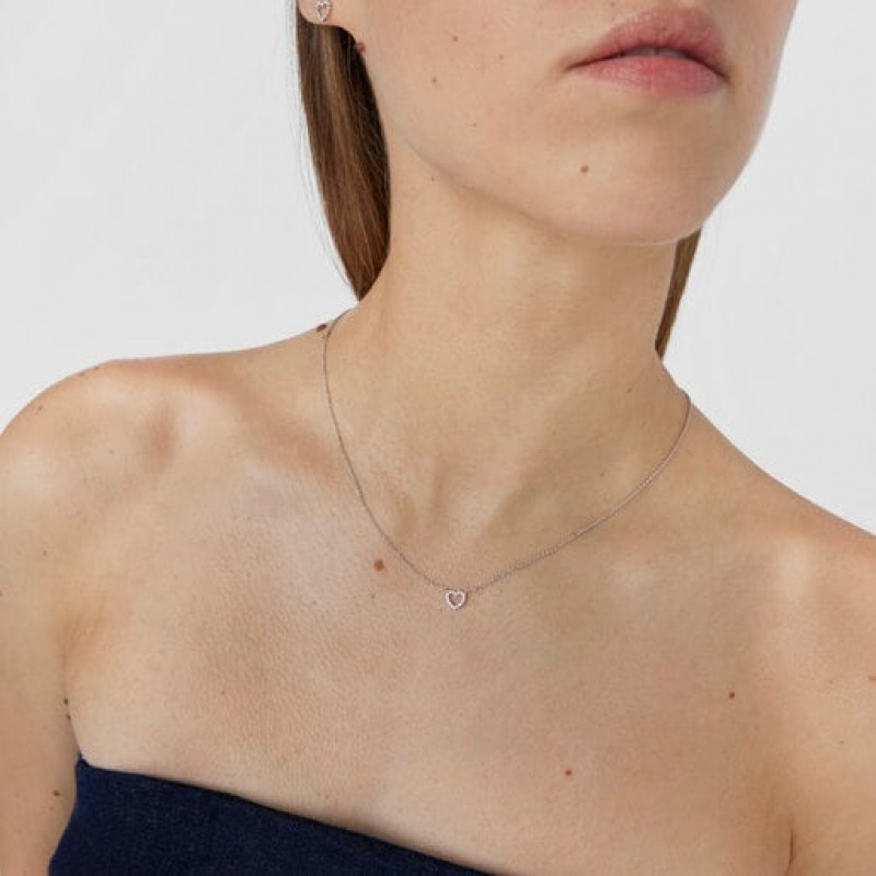Tous Les Classiques Heart With Diamonds Halskette Silber | Österreich-XIYSOM704