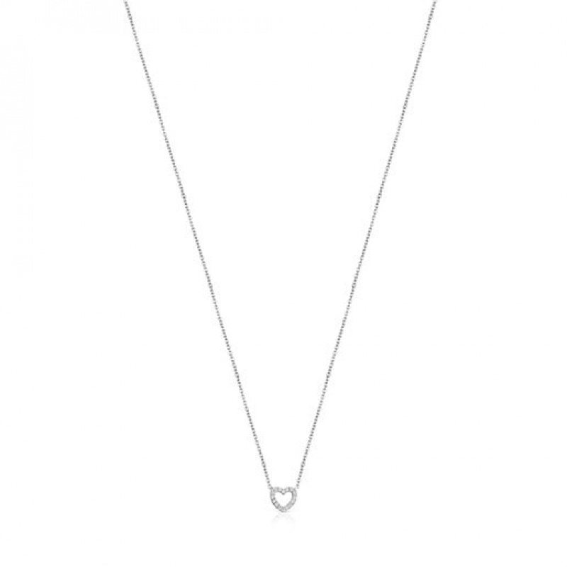 Tous Les Classiques Heart With Diamonds Halskette Silber | Österreich-XIYSOM704