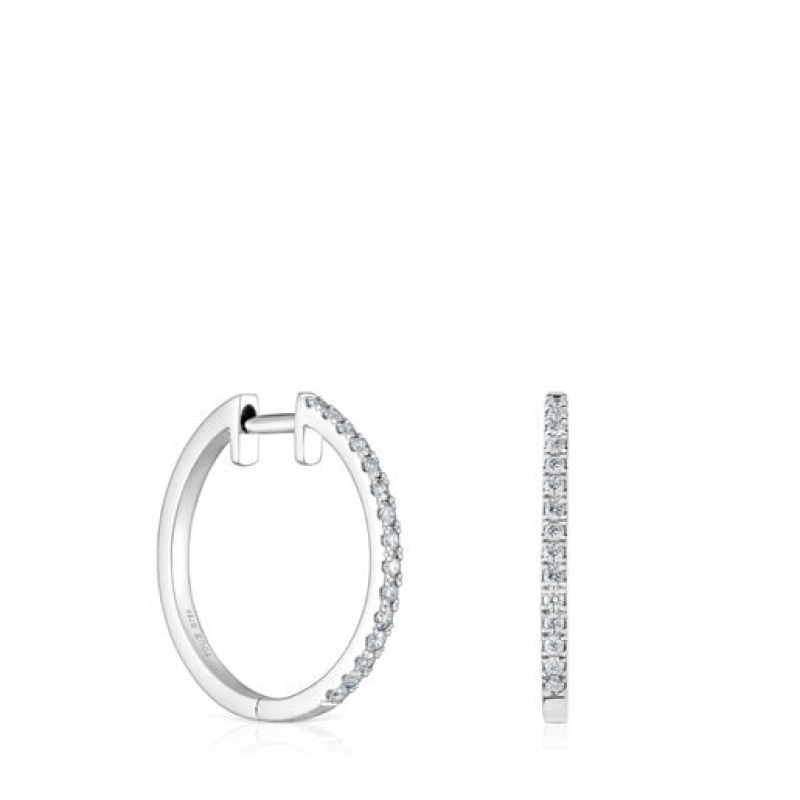 Tous Les Classiques Kurzes Hoop With 145 Mm Diamonds Ohrringe Silber | Österreich-OKIZEP564