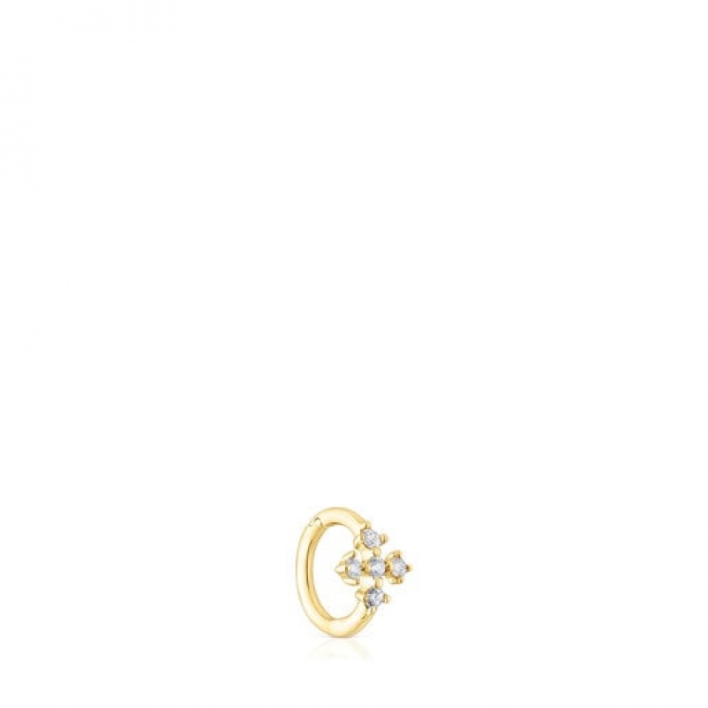 Tous Les Classiques Small Cross Hoop With Diamonds Ohrringe Gold | Österreich-XYSRPD825