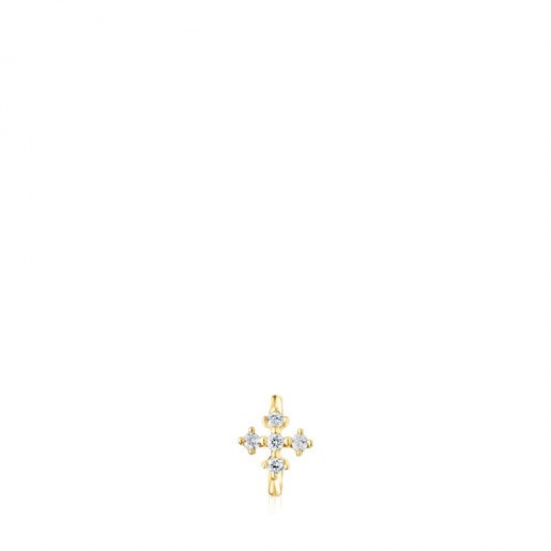 Tous Les Classiques Small Cross Hoop With Diamonds Ohrringe Gold | Österreich-XYSRPD825