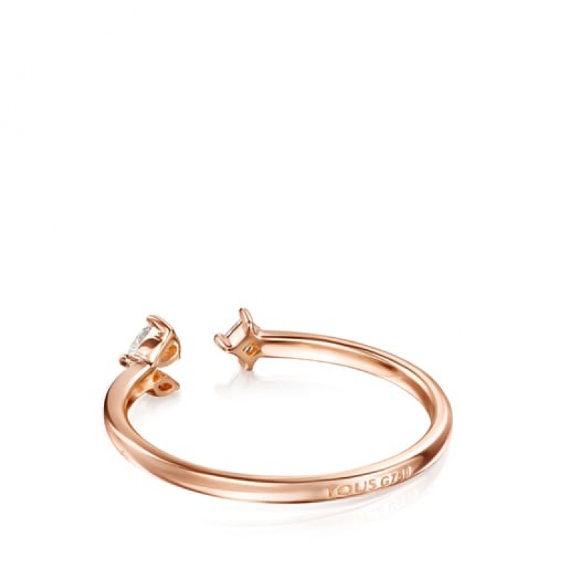 Tous Light Open With Three Diamonds Ring Rosa Gold | Österreich-DZSNPW103
