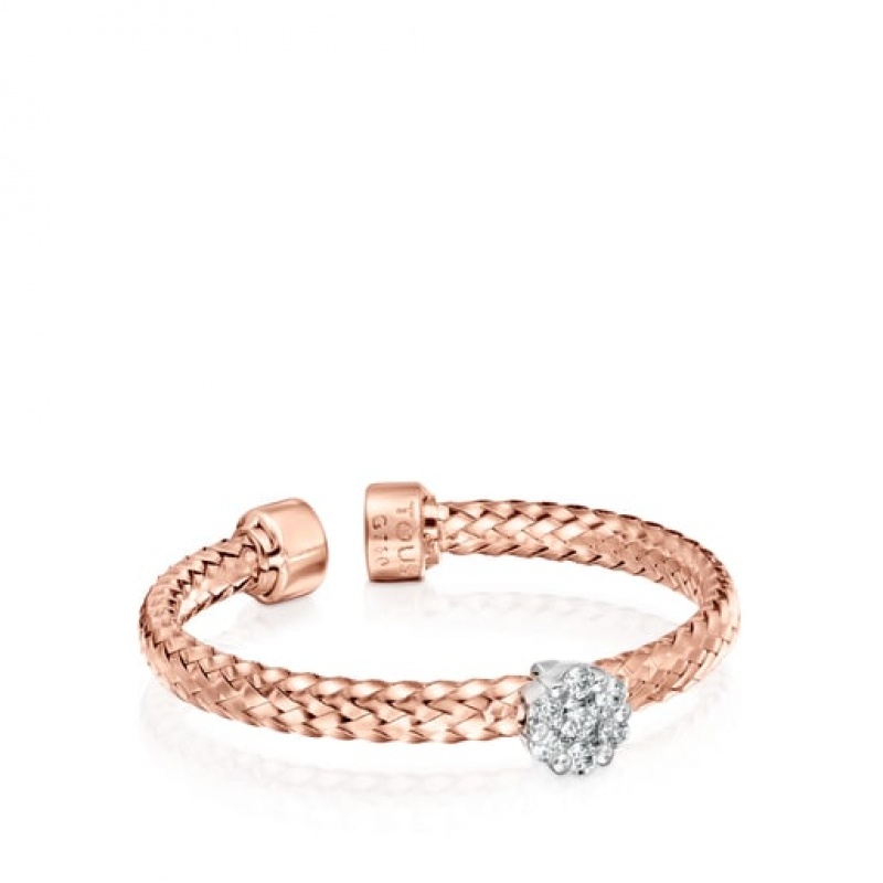 Tous Light With Diamond Rosette Ring Rosa Gold | Österreich-WXJGHU073