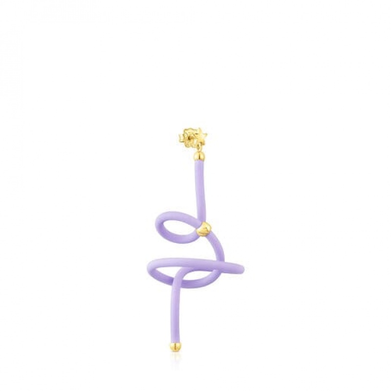 Tous Lilac Spiral St Tropez Caucho 1/2 Ohrringe Gold Lila | Österreich-ARIYWZ318