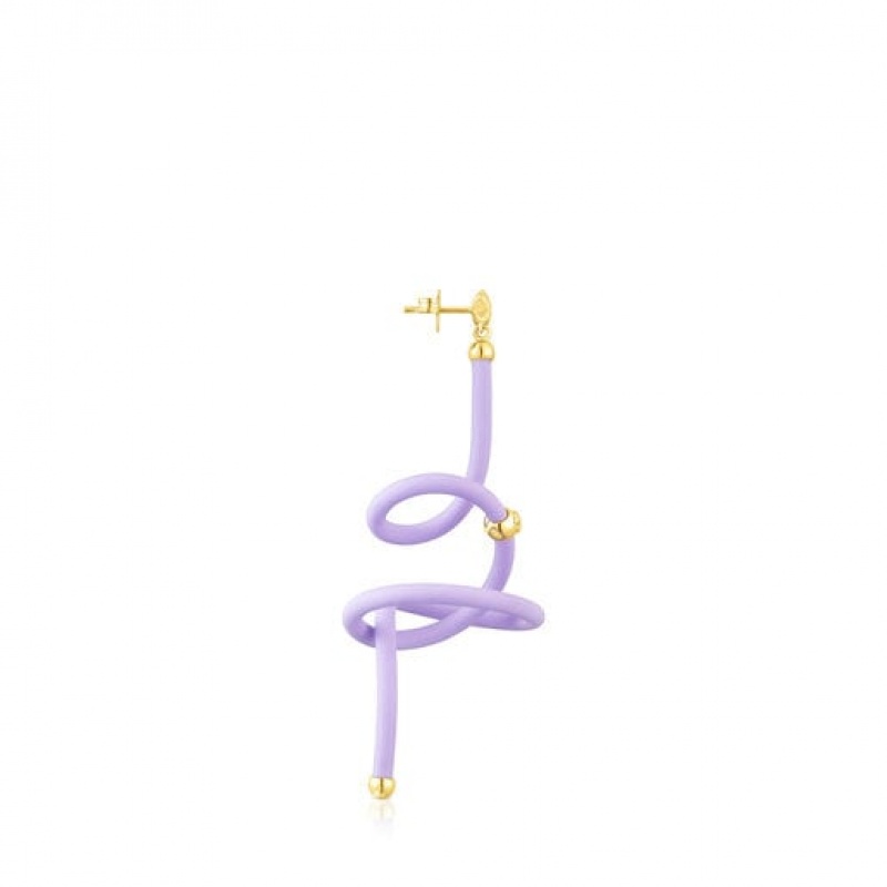 Tous Lilac Spiral St Tropez Caucho 1/2 Ohrringe Gold Lila | Österreich-ARIYWZ318