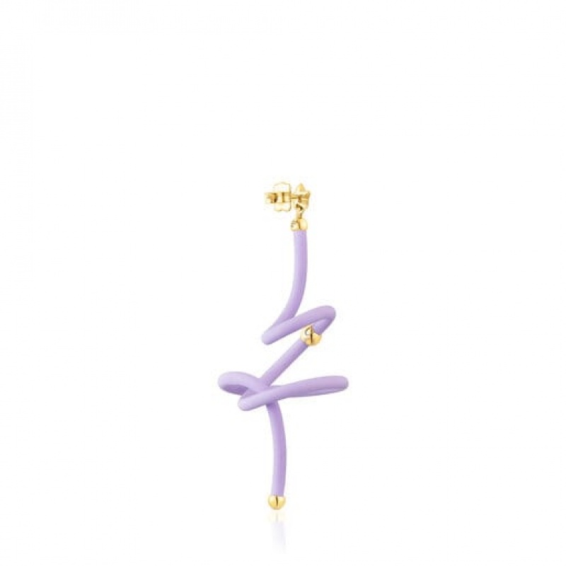 Tous Lilac Spiral St Tropez Caucho 1/2 Ohrringe Gold Lila | Österreich-ARIYWZ318
