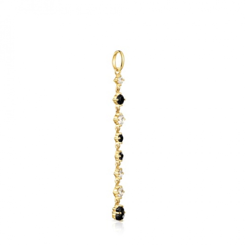 Tous Long Glaring With Onyx Zirconia Anhänger Gold | Österreich-QFNBAL081