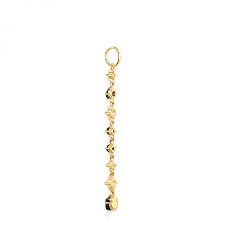 Tous Long Glaring With Onyx Zirconia Anhänger Gold | Österreich-QFNBAL081