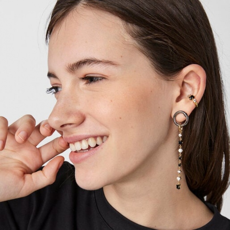Tous Long Glaring With Onyx Zirconia Anhänger Gold | Österreich-QFNBAL081