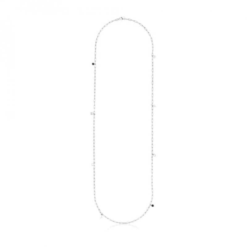 Tous Long Magic Nature With Pearls Onyx Halskette Silber | Österreich-OPRMXN809