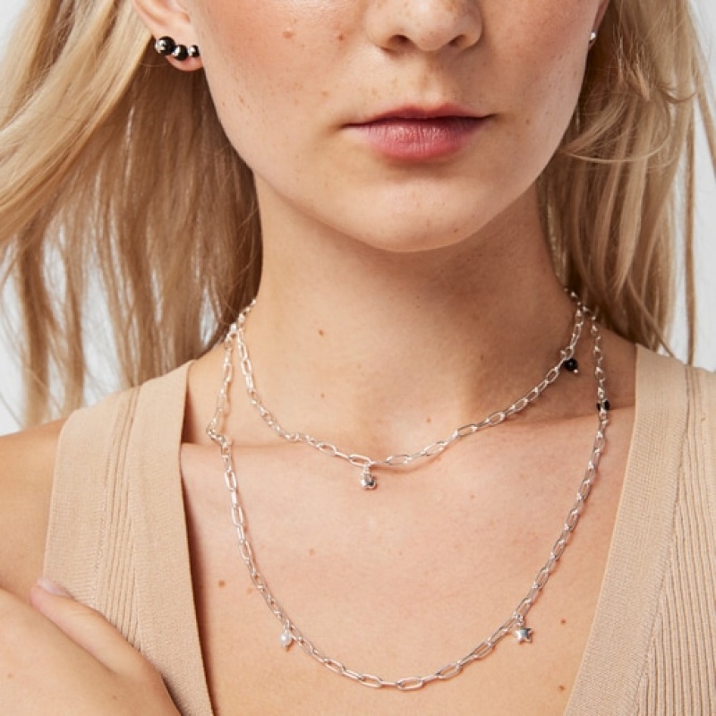 Tous Long Magic Nature With Pearls Onyx Halskette Silber | Österreich-OPRMXN809