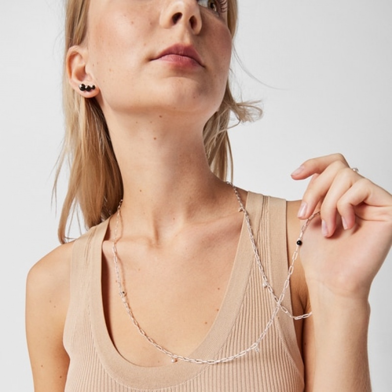 Tous Long Magic Nature With Pearls Onyx Halskette Silber | Österreich-OPRMXN809