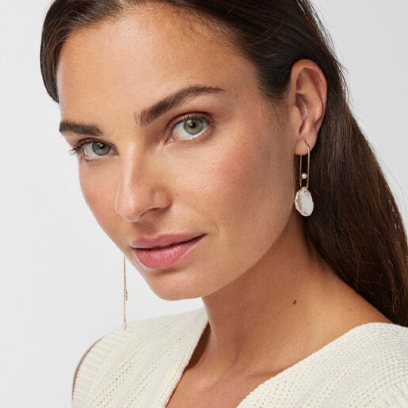 Tous Long Nenufar Petal With Pearls Ohrringe Gold | Österreich-LRHSGX932