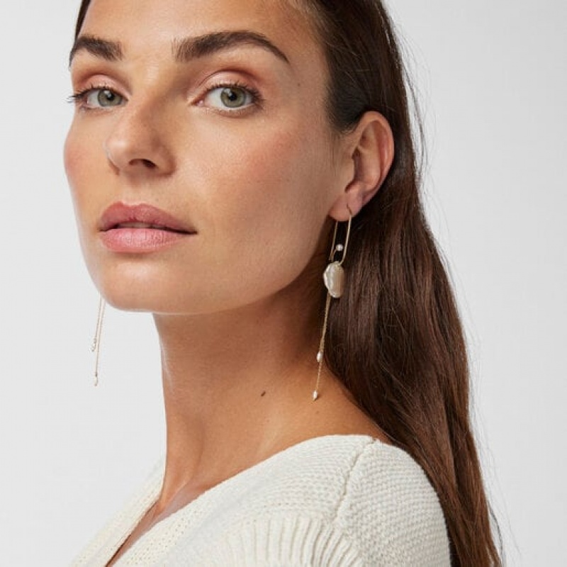 Tous Long Nenufar Petal With Pearls Ohrringe Gold | Österreich-LRHSGX932