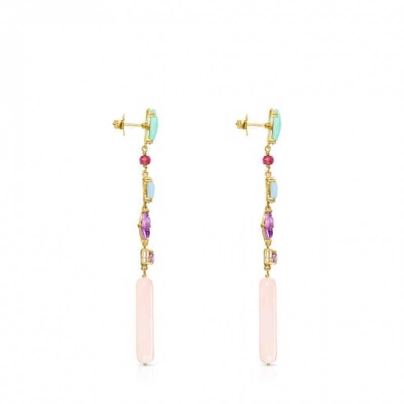 Tous Long Vita With Gemstones Ohrringe Gold | Österreich-KGBYSV287