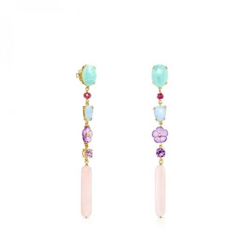 Tous Long Vita With Gemstones Ohrringe Gold | Österreich-KGBYSV287