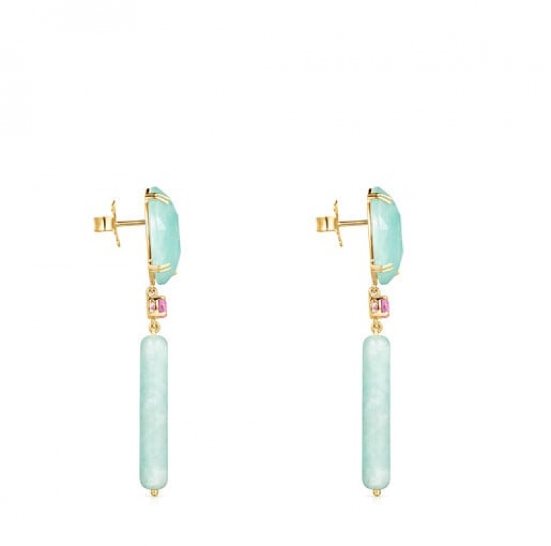 Tous Long With Amazonite Ruby Vita Ohrringe Gold Hellblau | Österreich-BJVANU837
