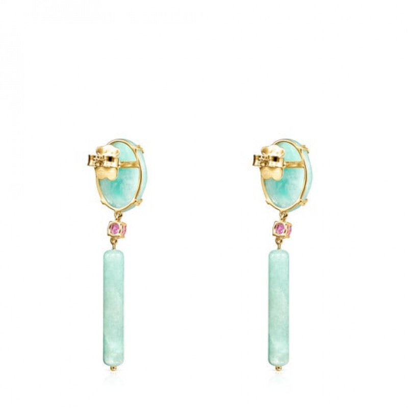 Tous Long With Amazonite Ruby Vita Ohrringe Gold Hellblau | Österreich-BJVANU837