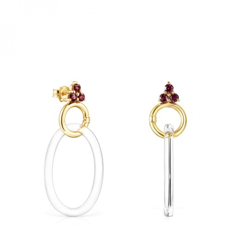 Tous Luz With Rhodolite Crystal Ohrringe Gold | Österreich-HGUNQL201