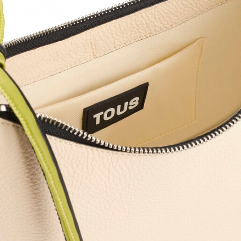 Tous Lynn Leder Schultertasche Beige | Österreich-UWRGAK860