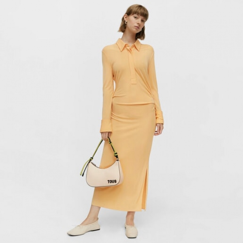 Tous Lynn Leder Schultertasche Beige | Österreich-UWRGAK860