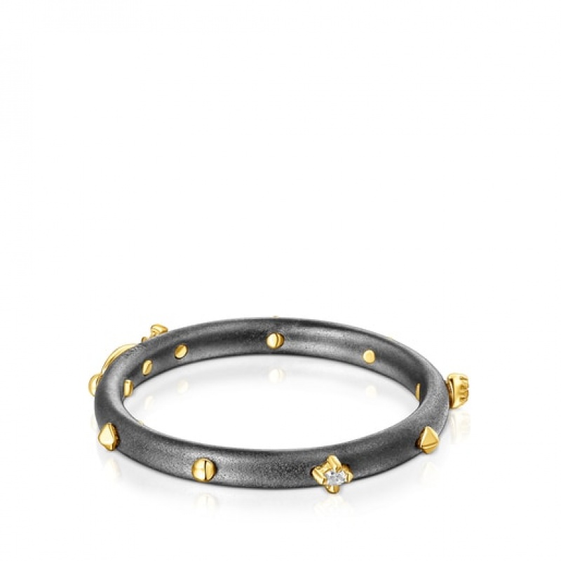 Tous Magic Nature Hoop With Diamonds Ring Schwarz | Österreich-OALTJX923