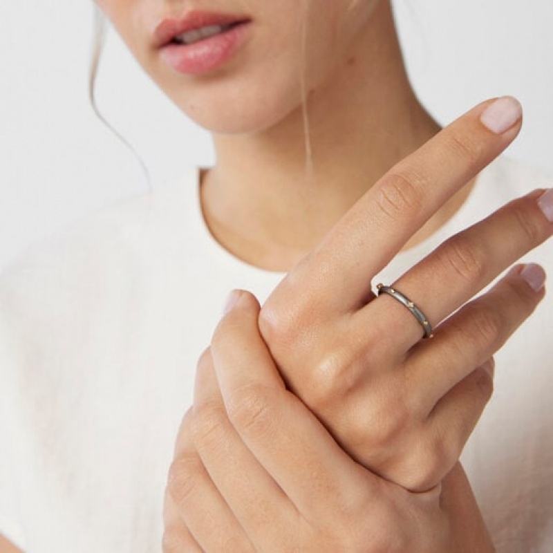 Tous Magic Nature Hoop With Diamonds Ring Schwarz | Österreich-OALTJX923