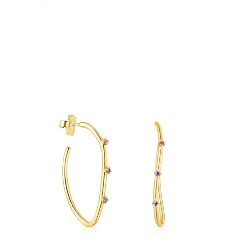 Tous Magic Nature Hoop With Gemstones Ohrringe Gold | Österreich-GSTXKU452