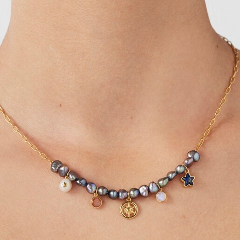 Tous Magic Nature With Gray Pearls Halskette Gold | Österreich-MSCFLG296