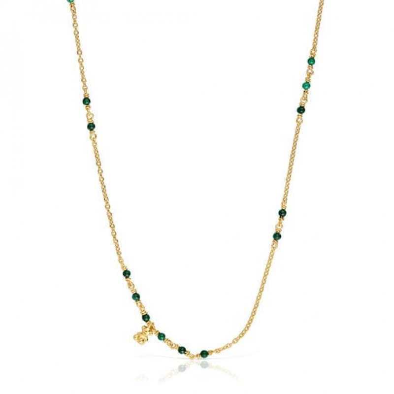 Tous Malachite Bold Bear Halskette Gold | Österreich-NXRAVH419