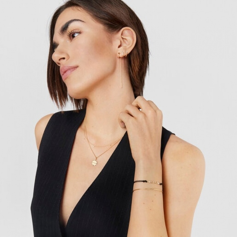 Tous Mama With Nylon Diamonds Mother-of-pearl Armband Schwarz Gold | Österreich-OAHKQG305