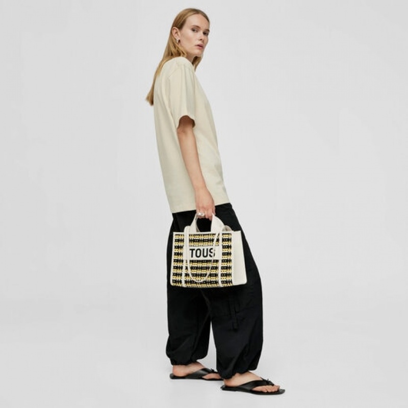 Tous Medium Amaya Braided Handtasche Gelb Schwarz | Österreich-GTDMHI195