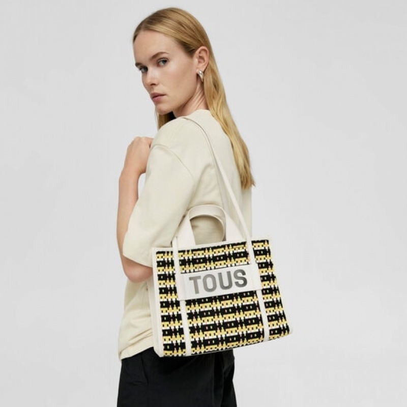 Tous Medium Amaya Braided Handtasche Gelb Schwarz | Österreich-GTDMHI195