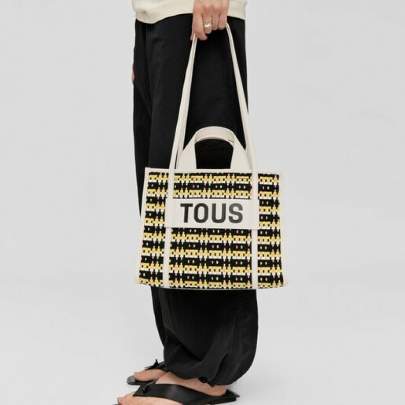 Tous Medium Amaya Braided Handtasche Gelb Schwarz | Österreich-GTDMHI195