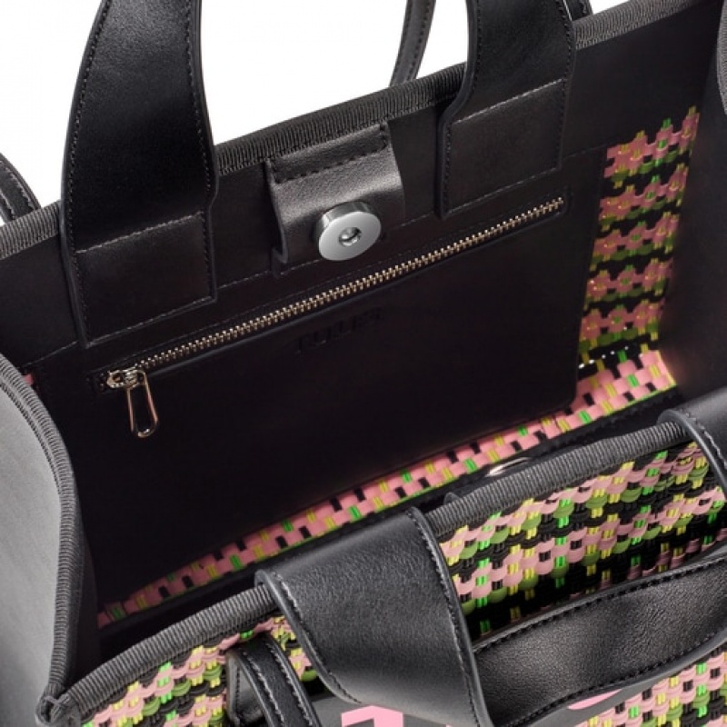 Tous Medium Amaya Braided Handtasche Gelb Schwarz | Österreich-TUKLGM046